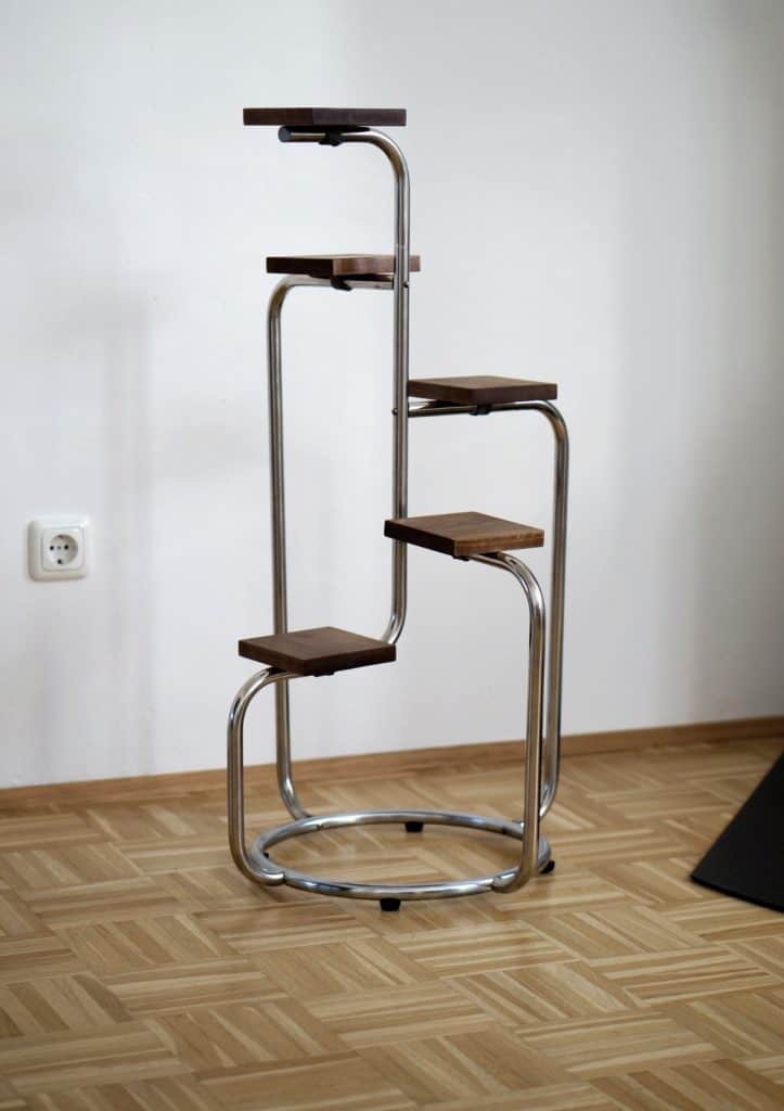 Art déco Etagere aus verchromten Stahlrohren B2