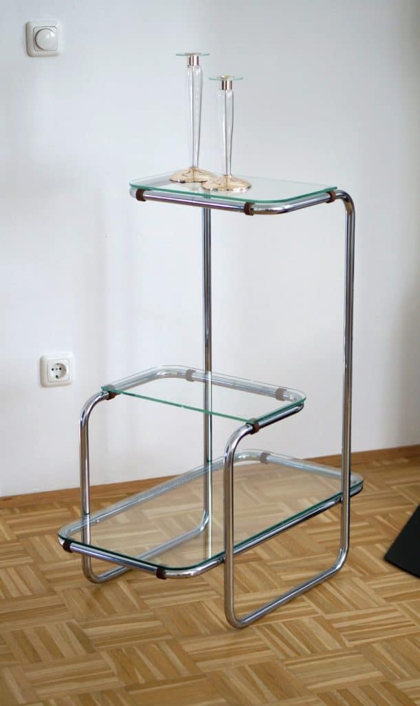 Bauhaus Etagere von Emile Guillot aus verchromten Stahlrohren (3)